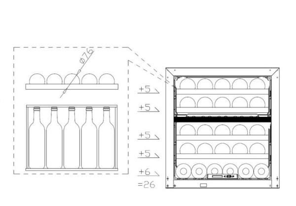 Винный шкаф MC Wine W35B встраиваемый в колонну двухзонный
